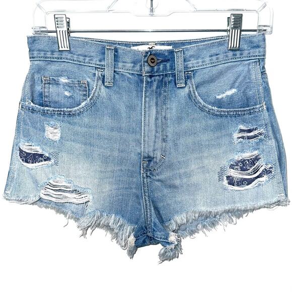 Hollister High Waisted Distressed Denim Shorts Size 25 - Picture 1 of 15